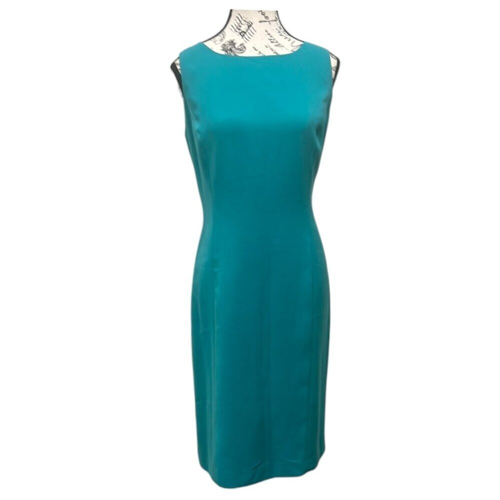 Kasper Teal Sleeveless Sheath Midi Dress 10P Workwear Office Business Casual